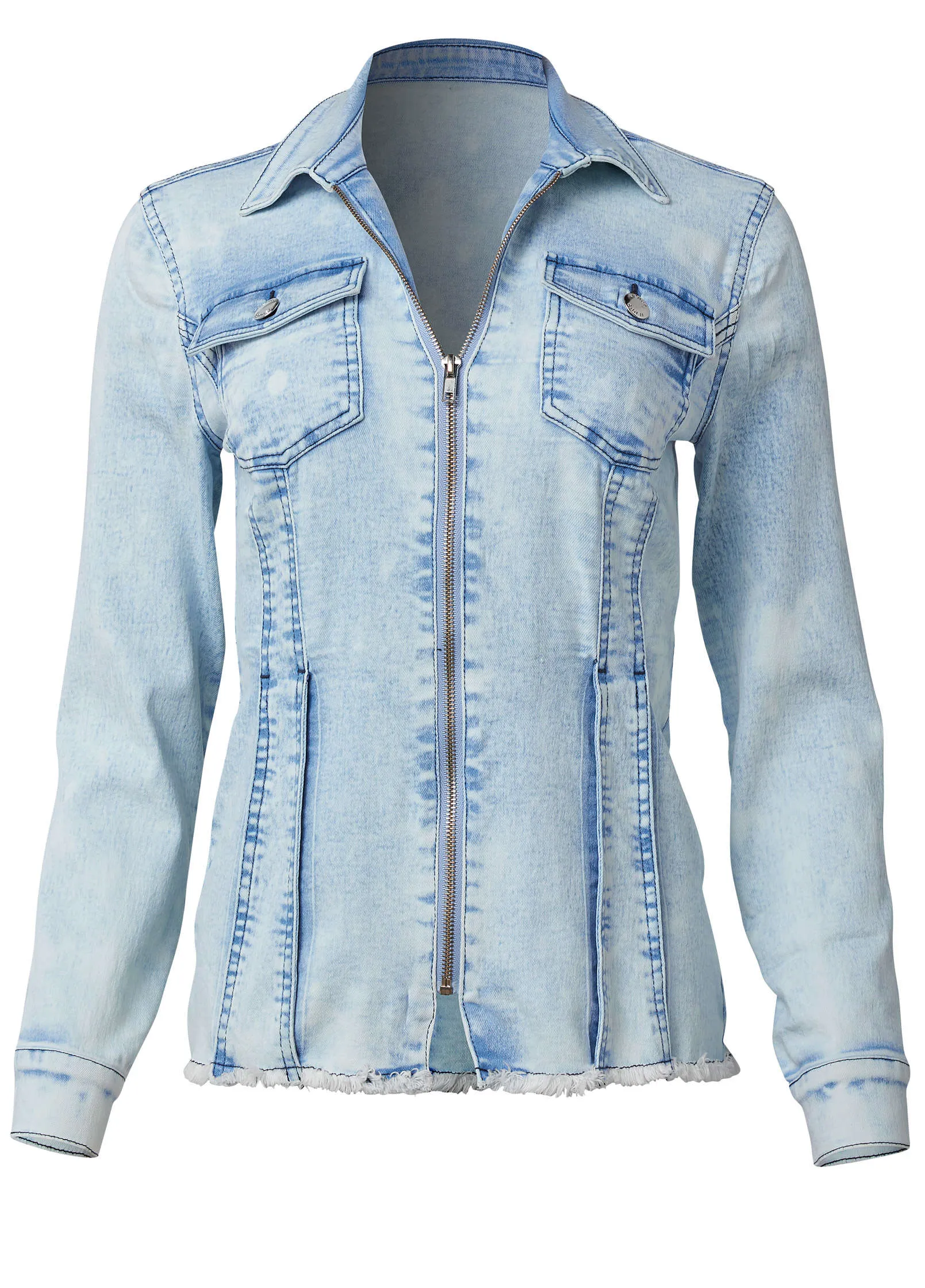 Lace-Up Back Denim Top - Denim Multi