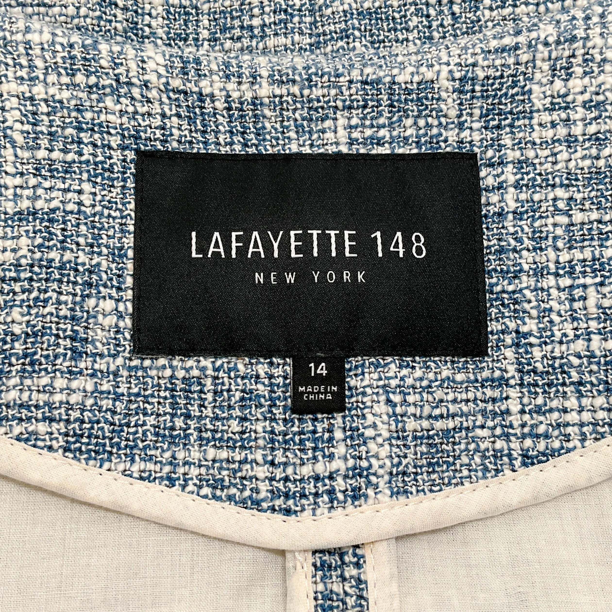 Lafayette 148 NY Blue / White Tweed Moto Jacket