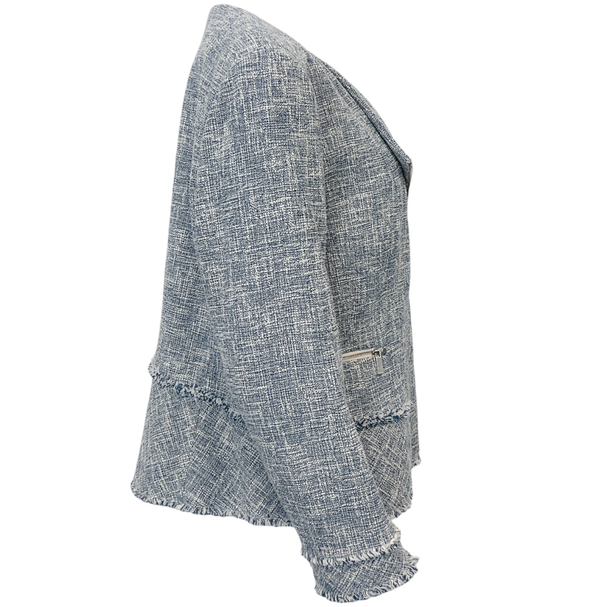 Lafayette 148 NY Blue / White Tweed Moto Jacket