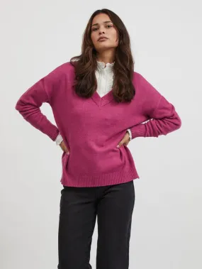 Larissa V-Neck Jumper (Magenta Haze)