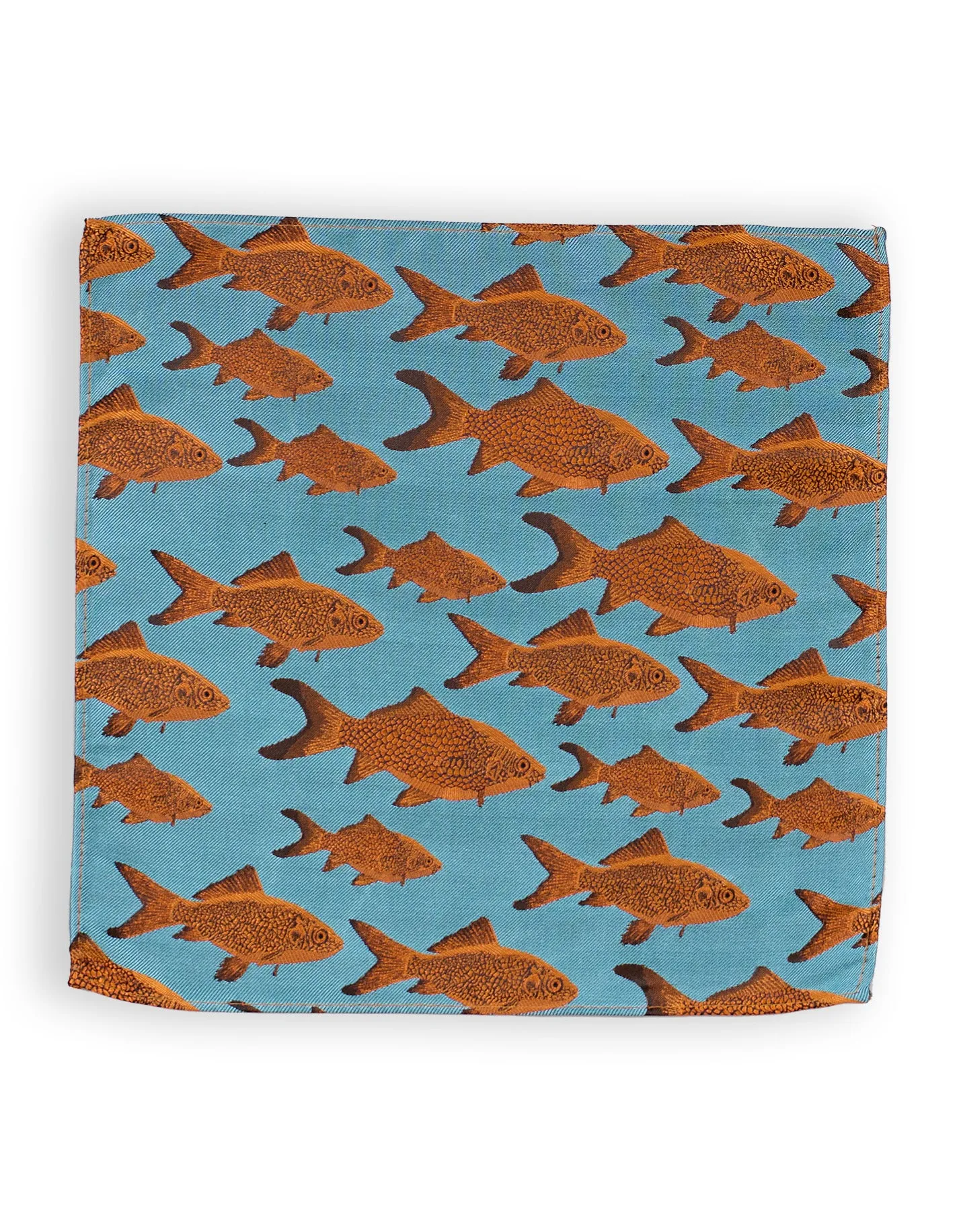 Light Blue Goldfish Silk Pocket Square