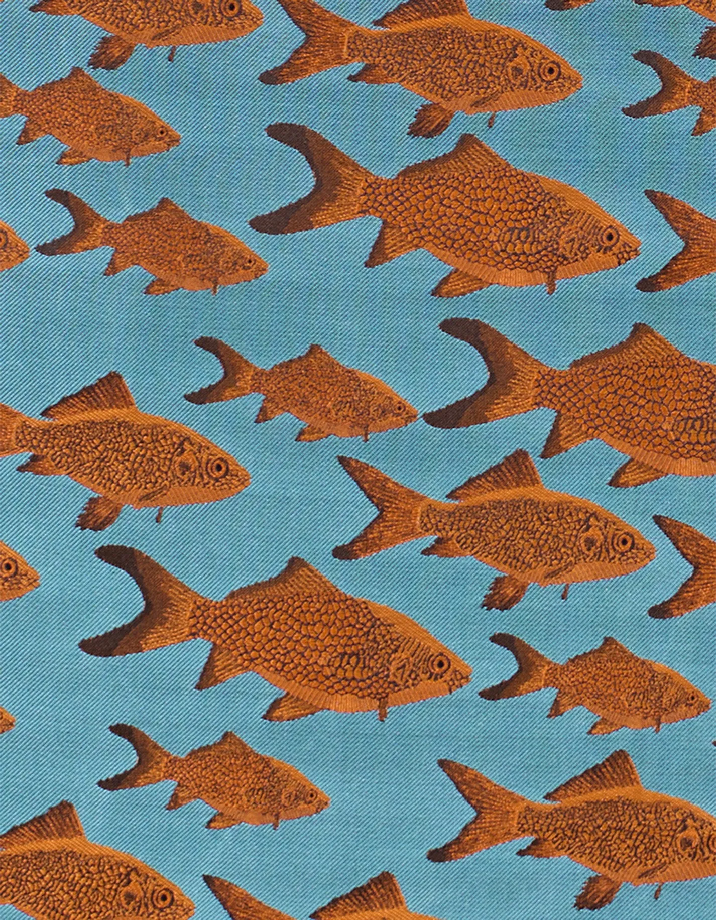 Light Blue Goldfish Silk Pocket Square