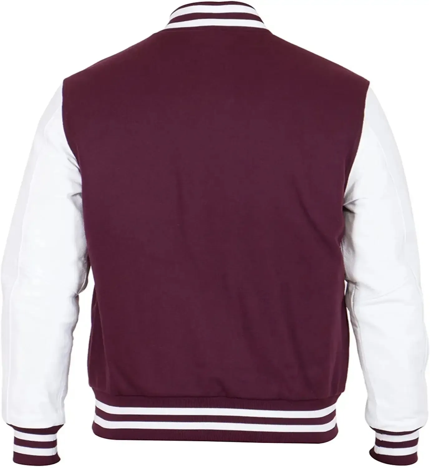 Mens Maroon And White Varsity Jacket