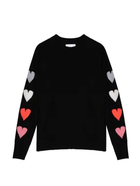 Mina Heart Black Cashmere Jumper