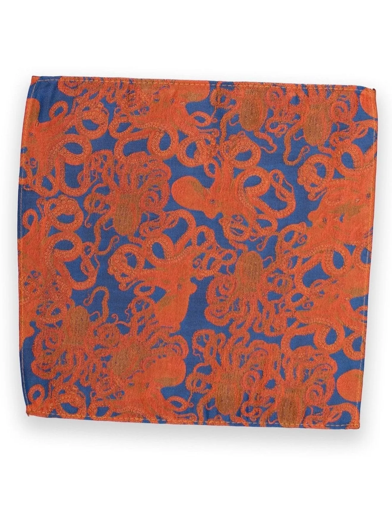 Navy Octopus Silk Pocket Square