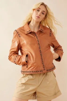 Octavia Jane Leather Jacket in Camel