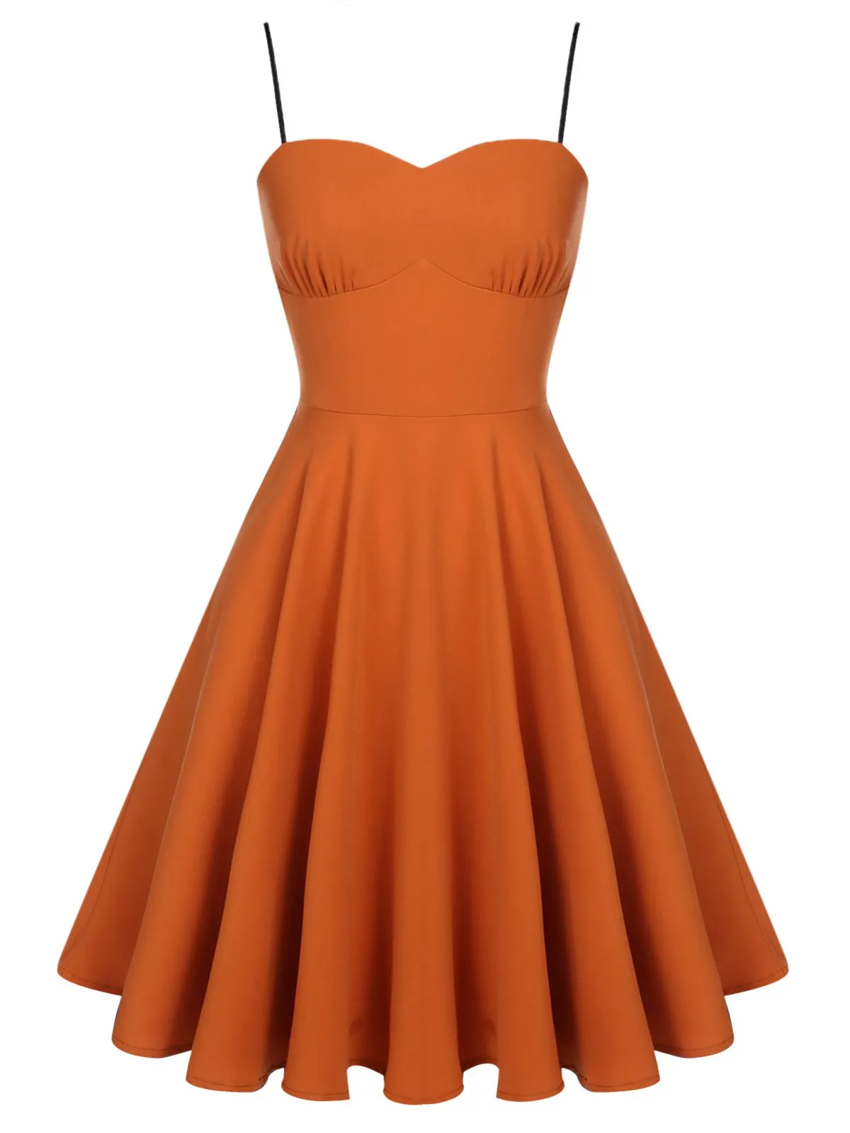 Orange 1950s Cape Pumpkin Swing Dress