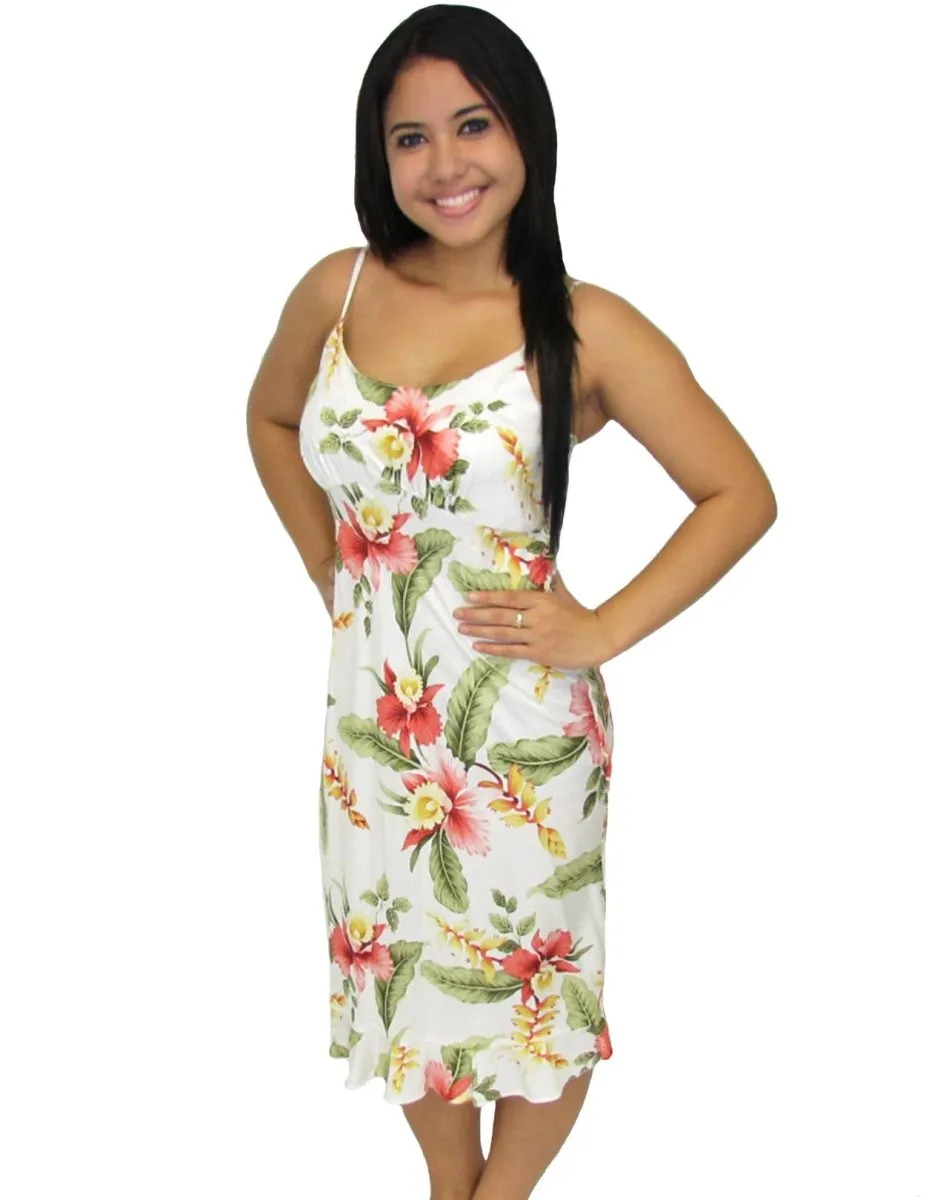 Orchid Pua Spaghetti Straps Hawaiian Midi Slip Dress