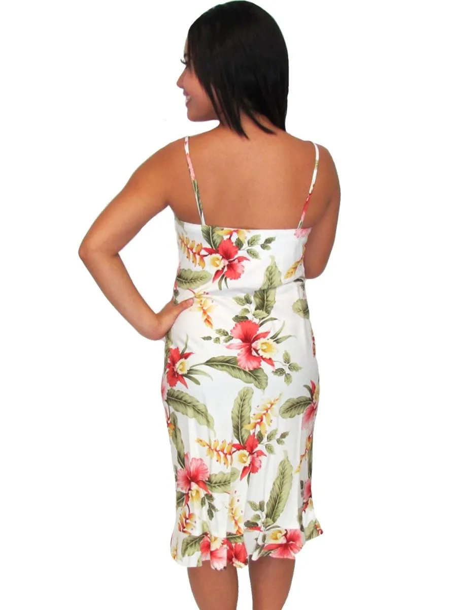 Orchid Pua Spaghetti Straps Hawaiian Midi Slip Dress