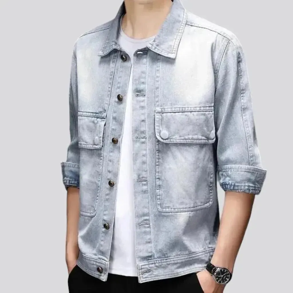 Oversized sanded men's denim jacket