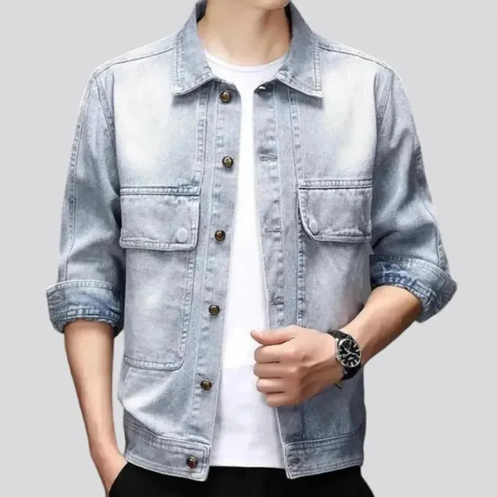 Oversized sanded men's denim jacket