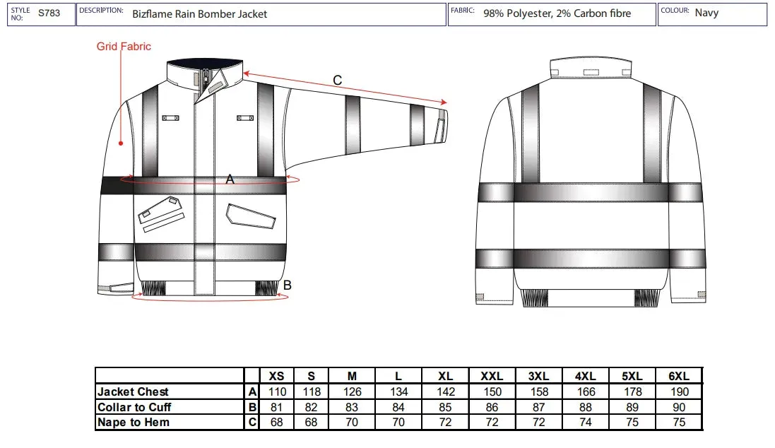 PORTWEST® Bizflame Waterproof Flame Resistant Bomber Jacket With Reflective Tape - S783