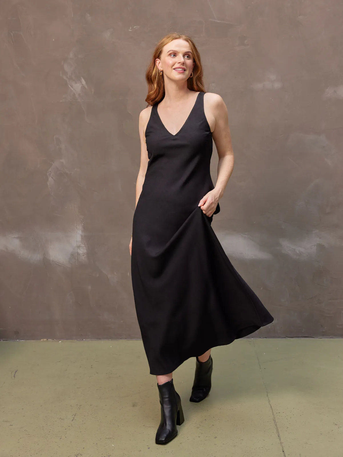 Rebecca - Midaxi Slip Dress - Black