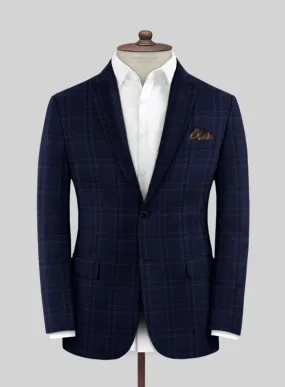 Reda Gulf Blue Checks Wool Jacket