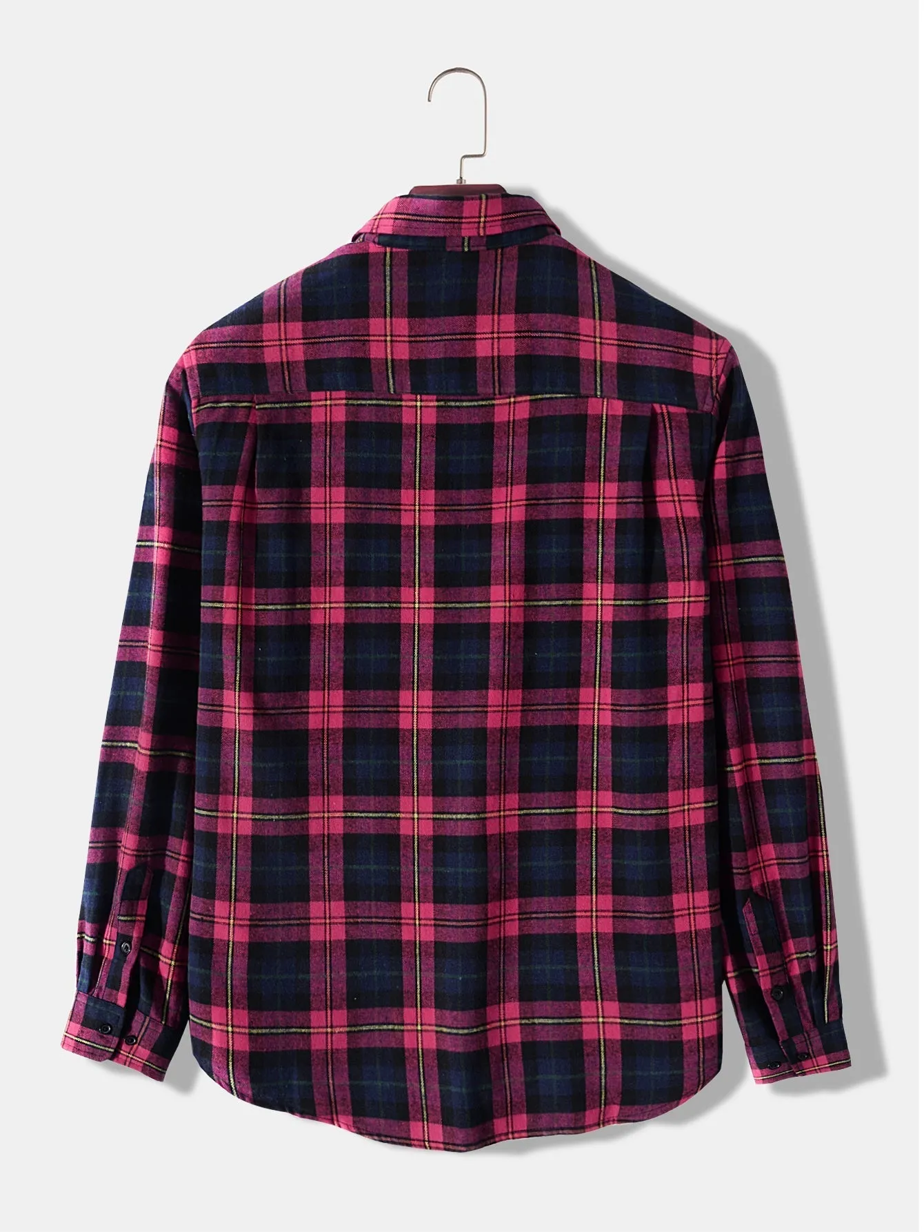 Retro Long Sleeve Plaid Shirt Men's Loose Chest Pocket Shirt