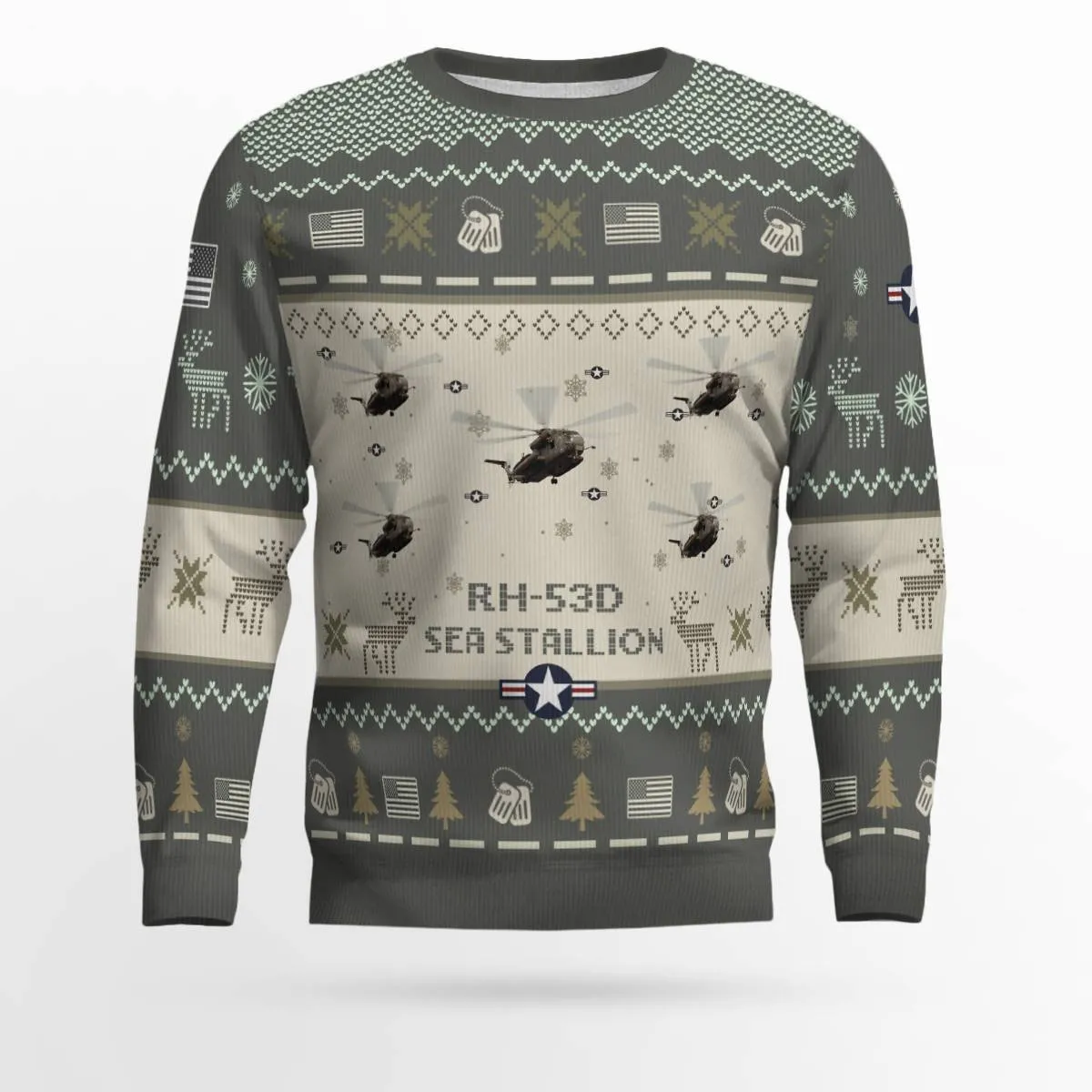 RH-53D Sea Stallion RH53D_Aircraft Ugly Sweater, Ugly Sweater Shirt for Men Dad Veteran