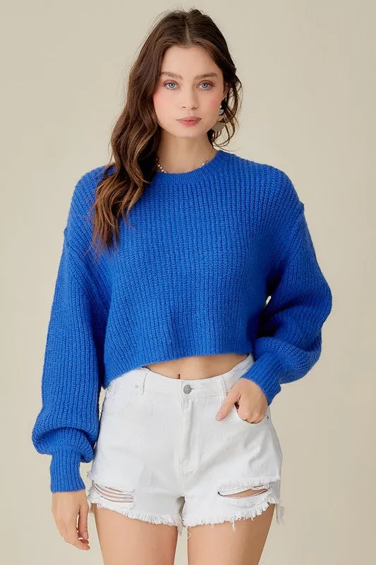 ROUND NECK CROP SWEATER TOP