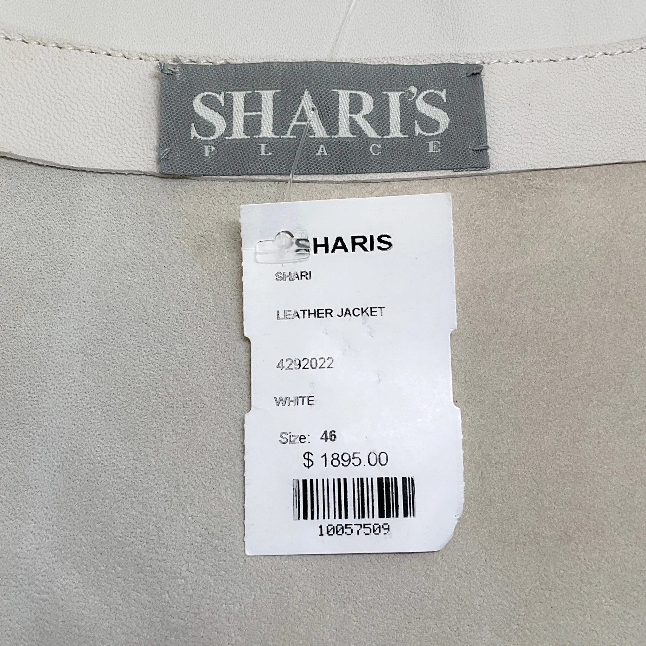 Shari's Place White / Black Eyelet Leather Jacket