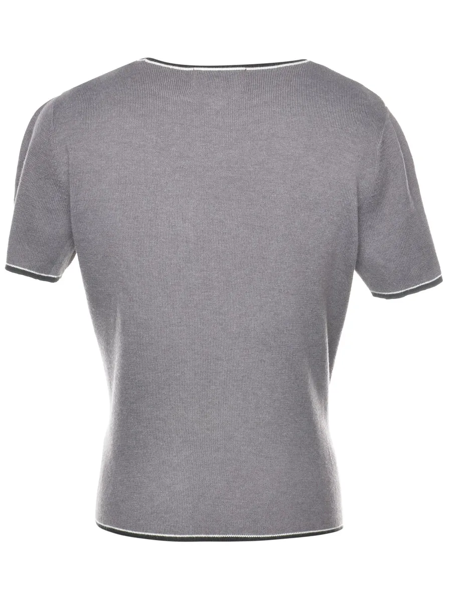 Short Sleeve Grey Jumper - M