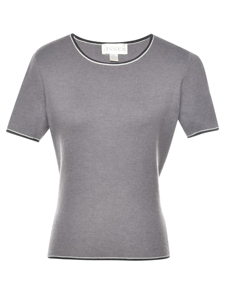 Short Sleeve Grey Jumper - M