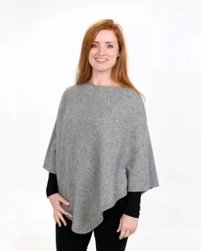 Silver Grey Women's Poncho Cape in Possum Merino Wool - NB698