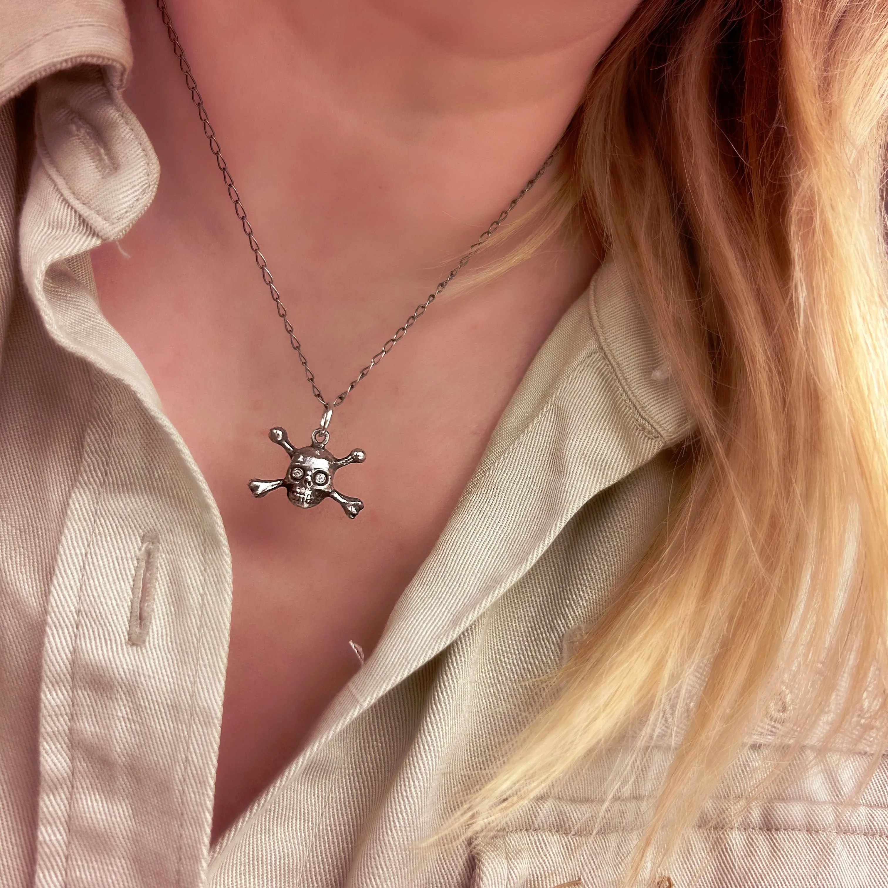 Skull & Crossbones Sterling Silver Necklace