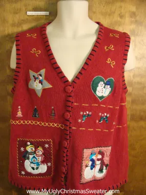 Snowman Love Tacky Bad Christmas Sweater Vest