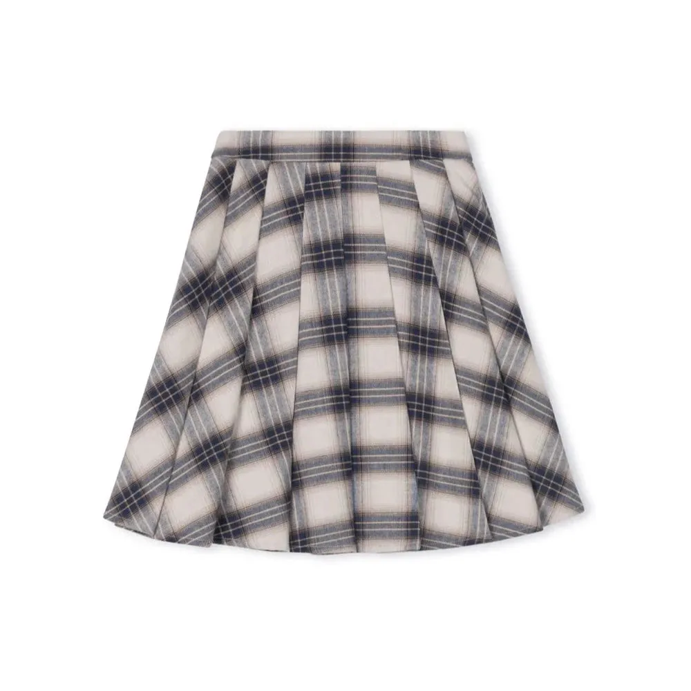 Sub Plaid Wide Pleated Skirt