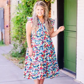 Sweet Nature Dress, Blue Multi