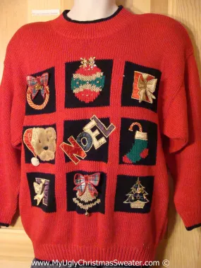 Tacky Christmas Sweater Party Ugly Sweater 80s Style with Padded Shoulders (f953)