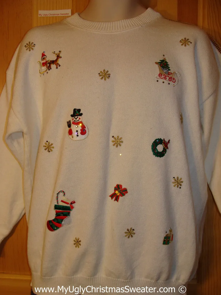 Tacky Christmas Sweater Sparkly Fun Decorations (f1279)