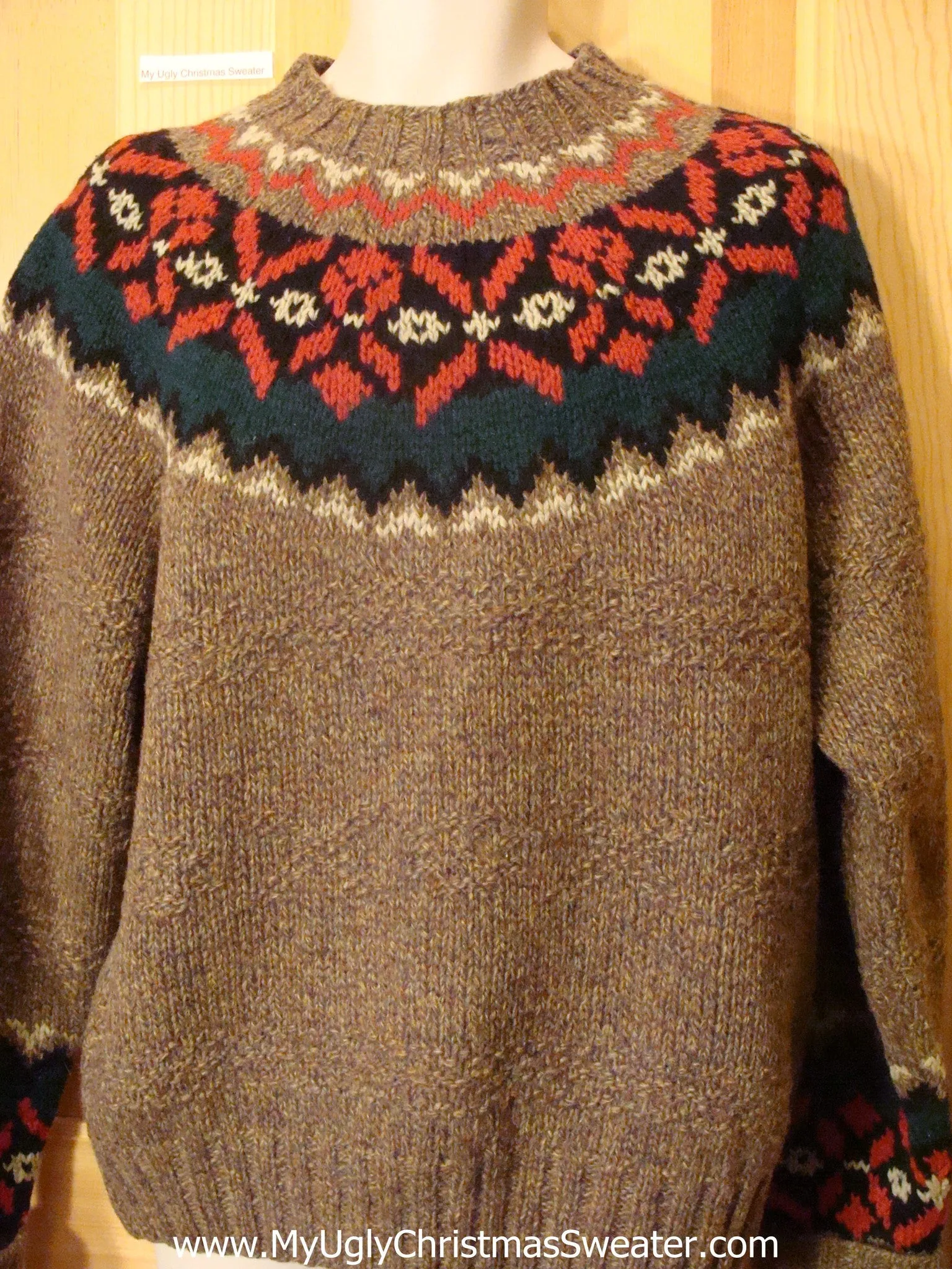 Ugly Christmas Sweater Nordic Festive Brown Pullover