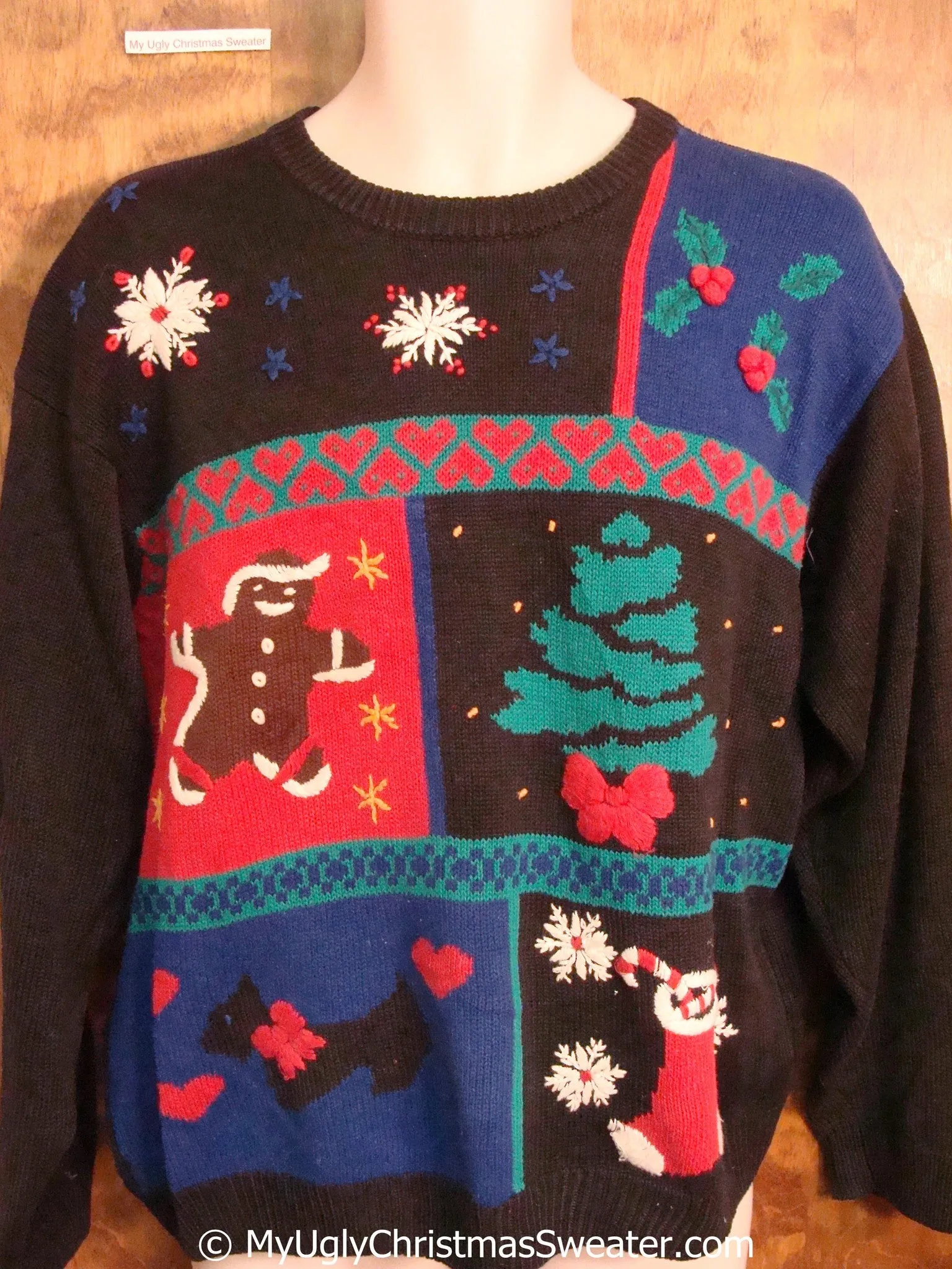 Ugly Christmas Sweater Pullover with Gingerbread Man