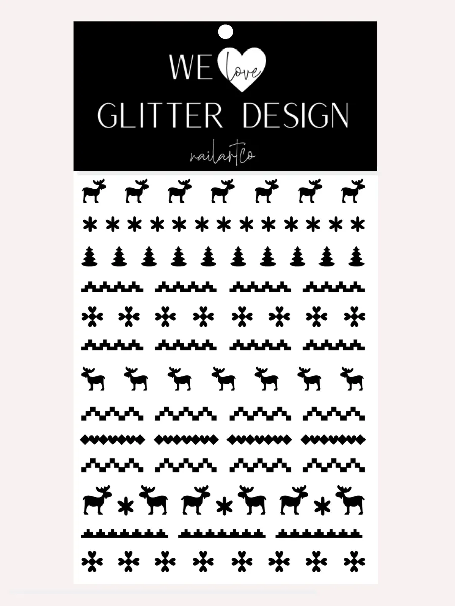 Ugly Sweater MOOSE DESIGN 2 Nail Decal | Black