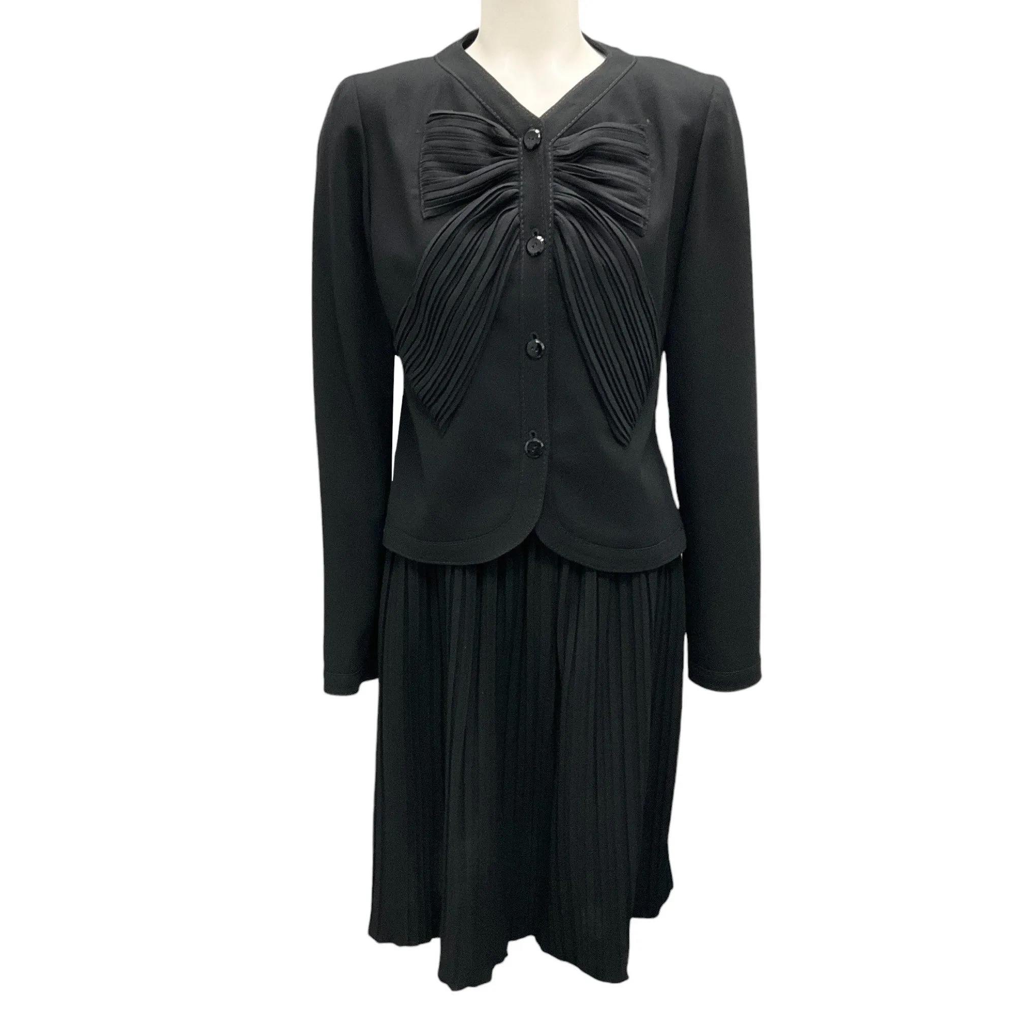 Valentino Black Wool Crepe Jacket and Skirt Two-Piece Set