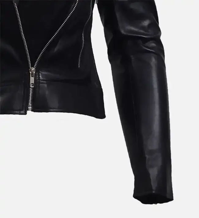 Women’s Black Leather Biker Jacket