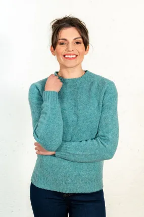 Womens Seamless Saddle Shoulder Shetland Jumper - Aqua