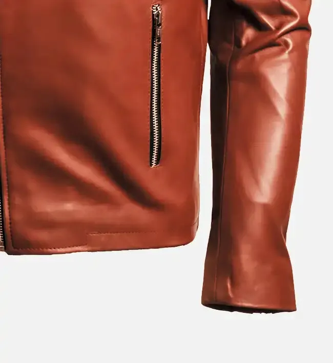 Women’s Tan Leather Biker Jacket