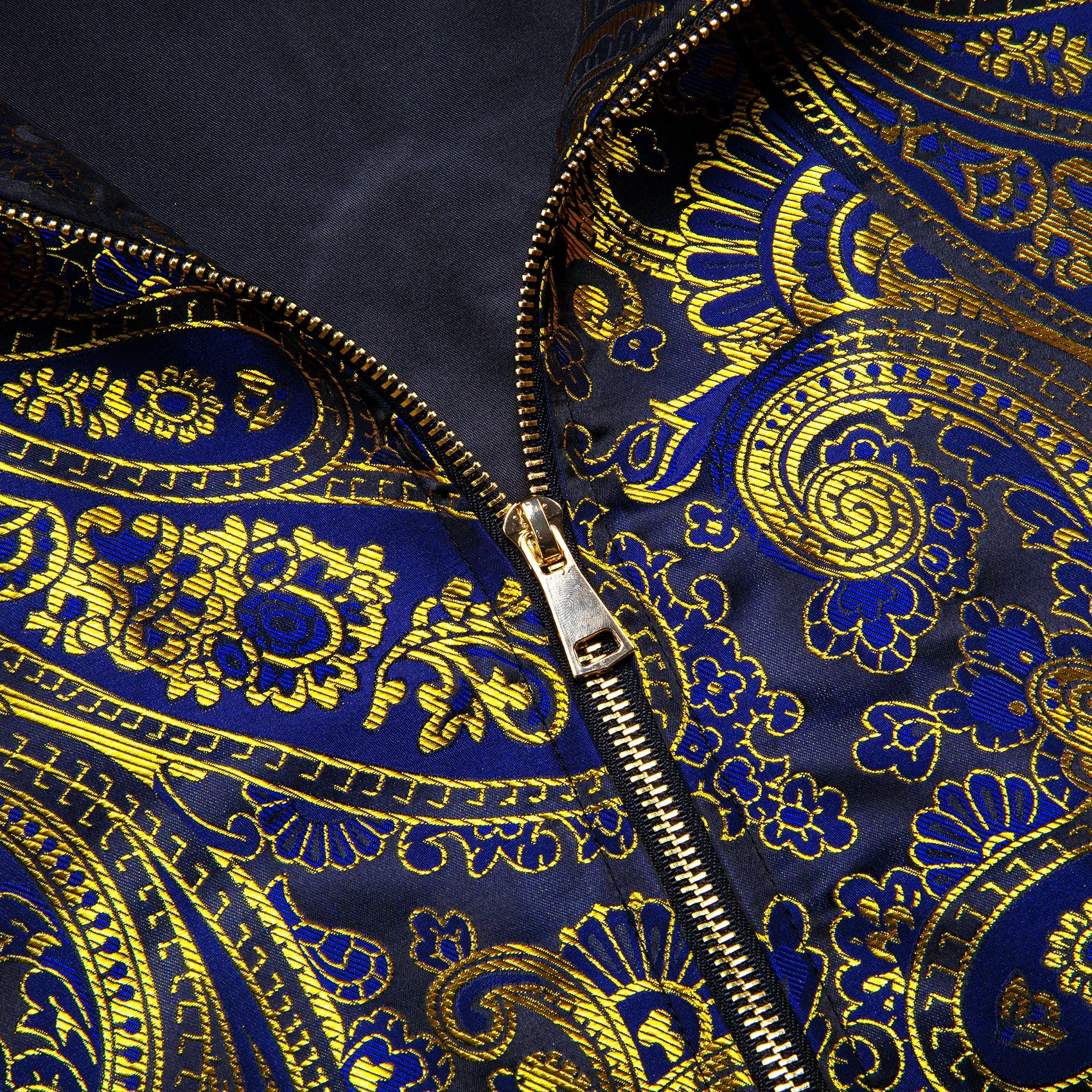 Yellow Blue Paisley Men's Zipper Thin Jacket