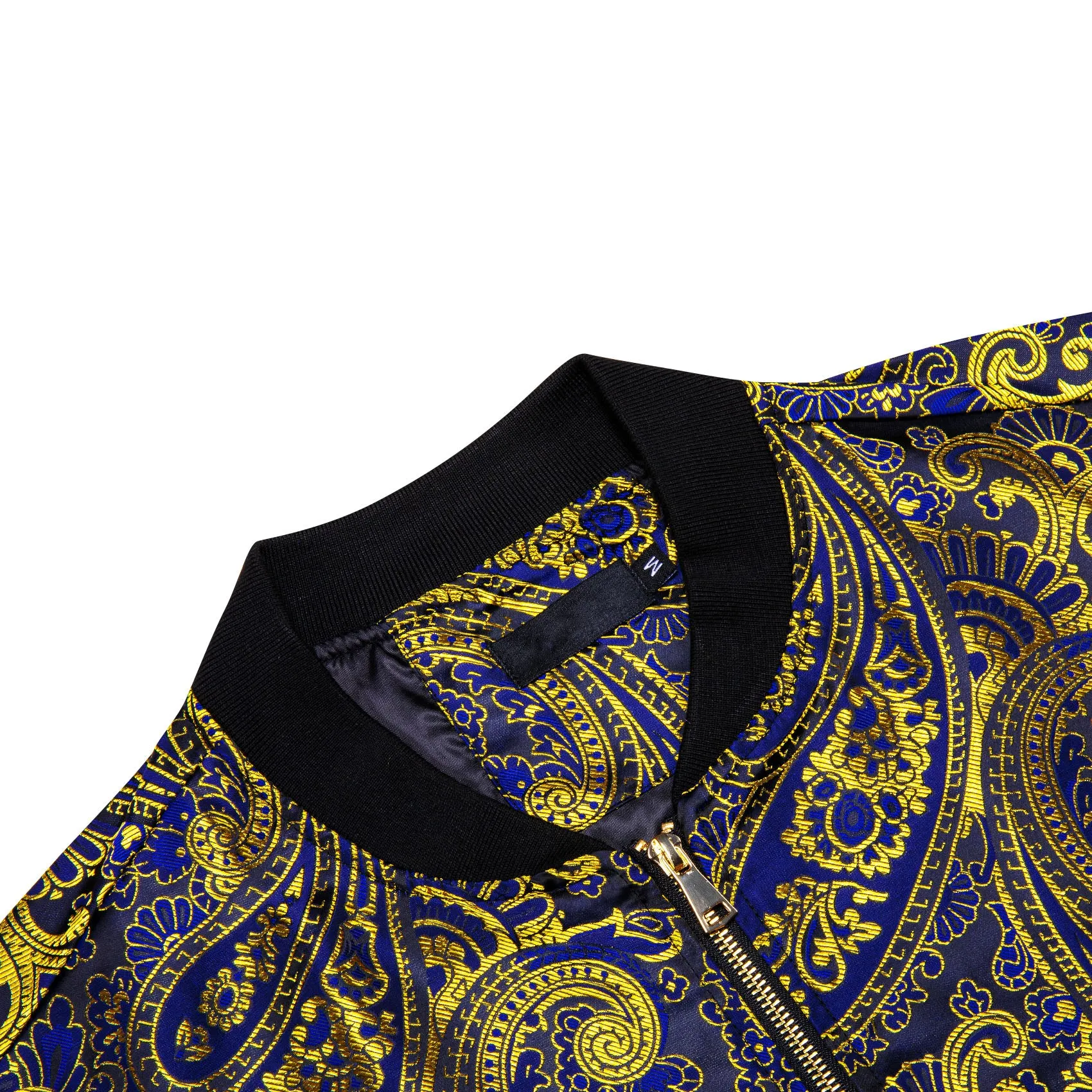 Yellow Blue Paisley Men's Zipper Thin Jacket