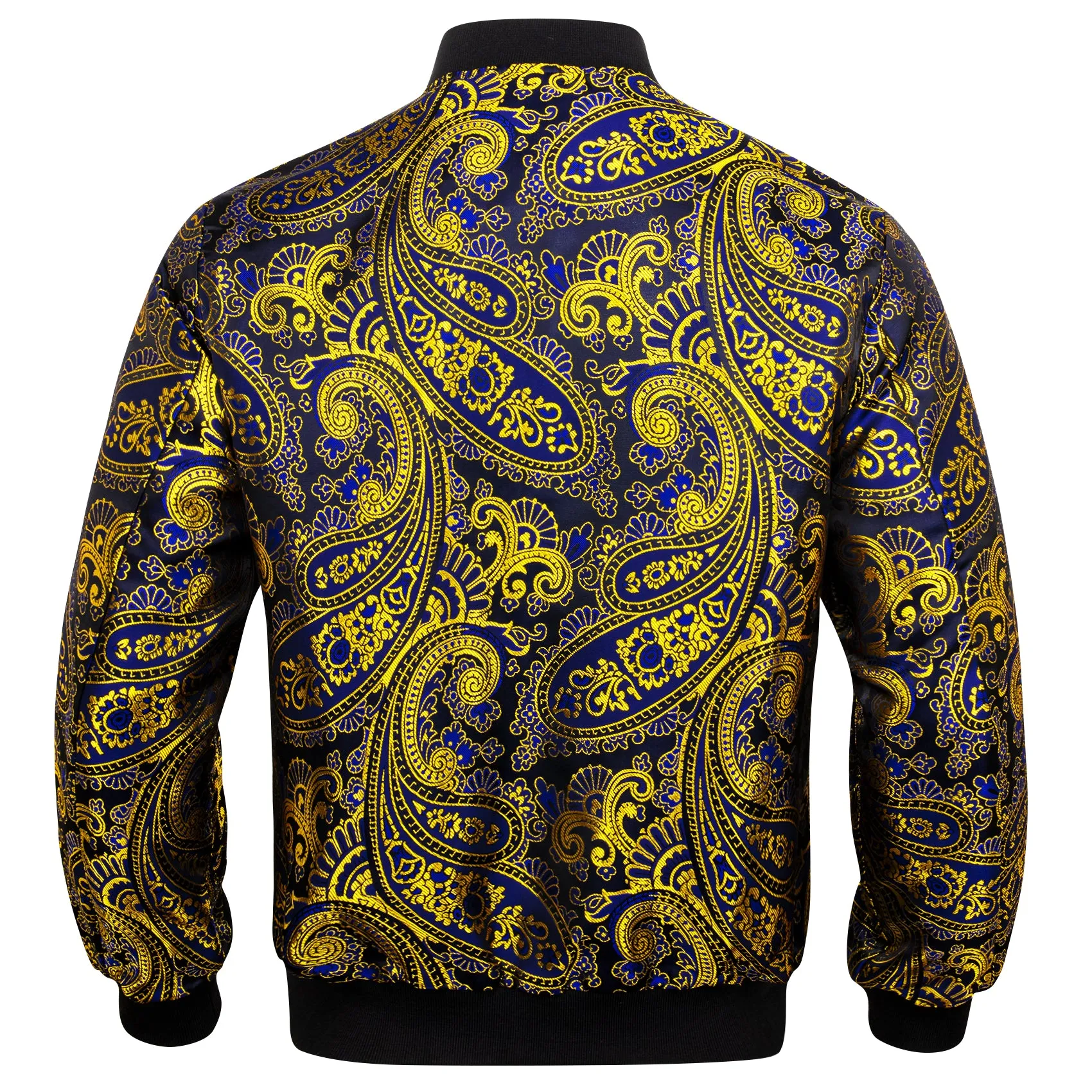 Yellow Blue Paisley Men's Zipper Thin Jacket